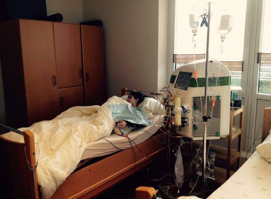 IN PAIN:  Tahlia Smith receives her first day of treatment in Germany.  	