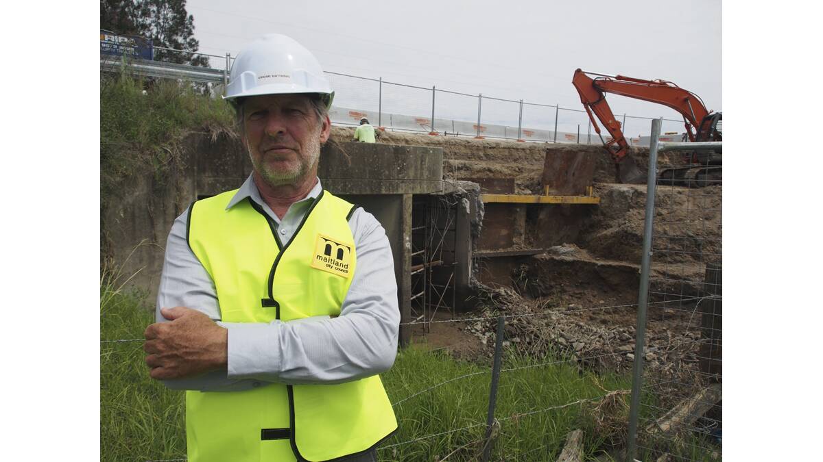 FINAL STAGES: Council infrastructure and building services manager Graeme Matthews and the troublesome Tocal Road culvert. 