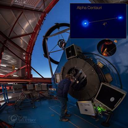 BIGGER IS BETTER: Yuri Beletsky at the giant telescope. 