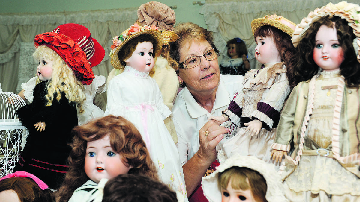 FUND-RAISER:  Lin Fitz-Gibbon’s dolls and teddy bears will be on display at  Brough House on Saturday. 