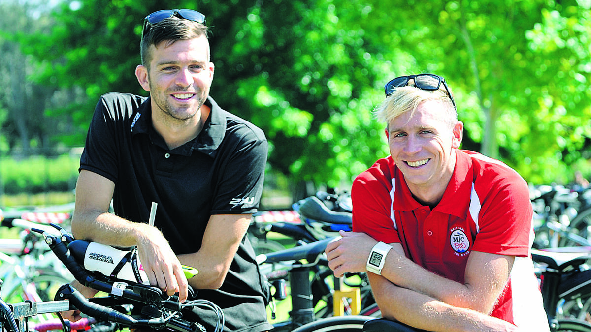 HOMECOMING:  Triathlon stars Aaron Royle and Brendan Sexton returned to Maitland on the weekend to be part of the Move For Mel fund-raiser, an event to help Brendan’s sister Mel in her battle against leukaemia. 