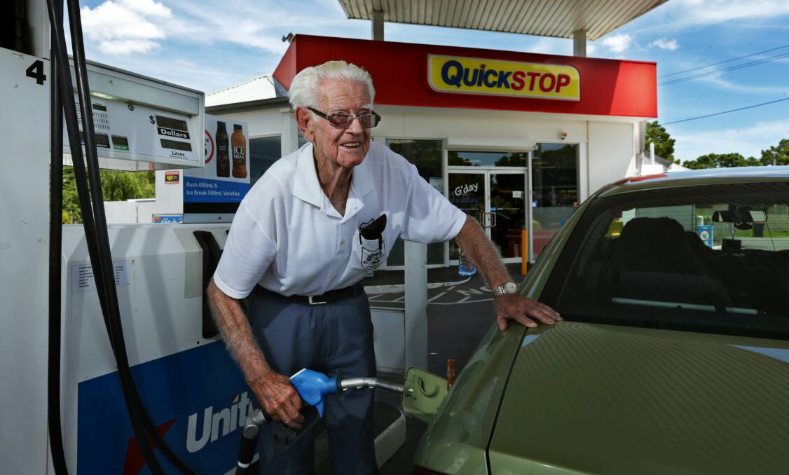 CHEAPER FILL: Don Weekes from Karuah takes advantage of Maitland's cheaper petrol prices when he visits the city to shop.
