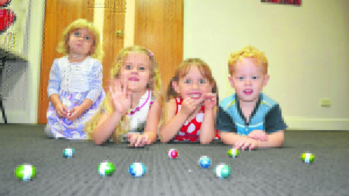 LIFEHOUSE CHURCH: Morgan Richards, 2, Abigail Richards, 4, Megan Rofe, 3, and Archer Ellenbacher, 2, will join in the Easter egg hunt at the Lifehouse Church.
