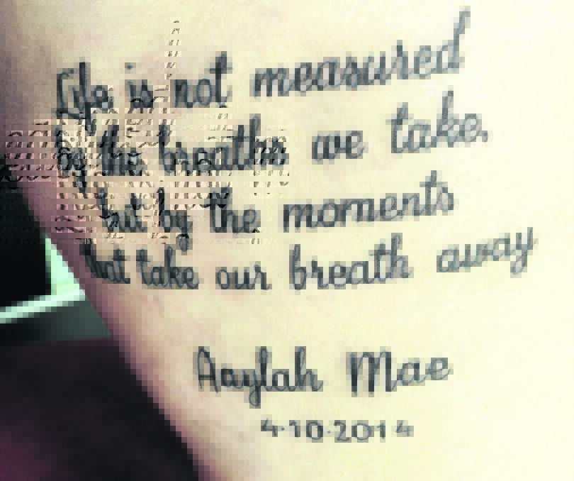 Chloe White had a special quote tattooed on her thigh to mark the birth of her daughter Aaylah.