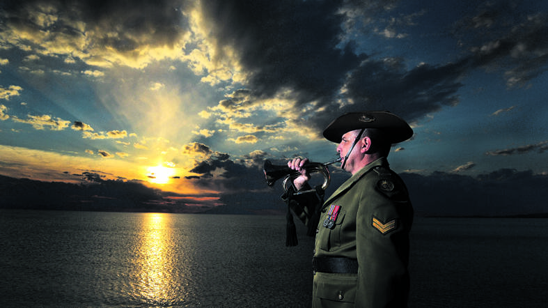 MOVING CEREMONY: Gallipoli dawn service bugler Andrew Barnett.  	Picture by JOE ARMAO
