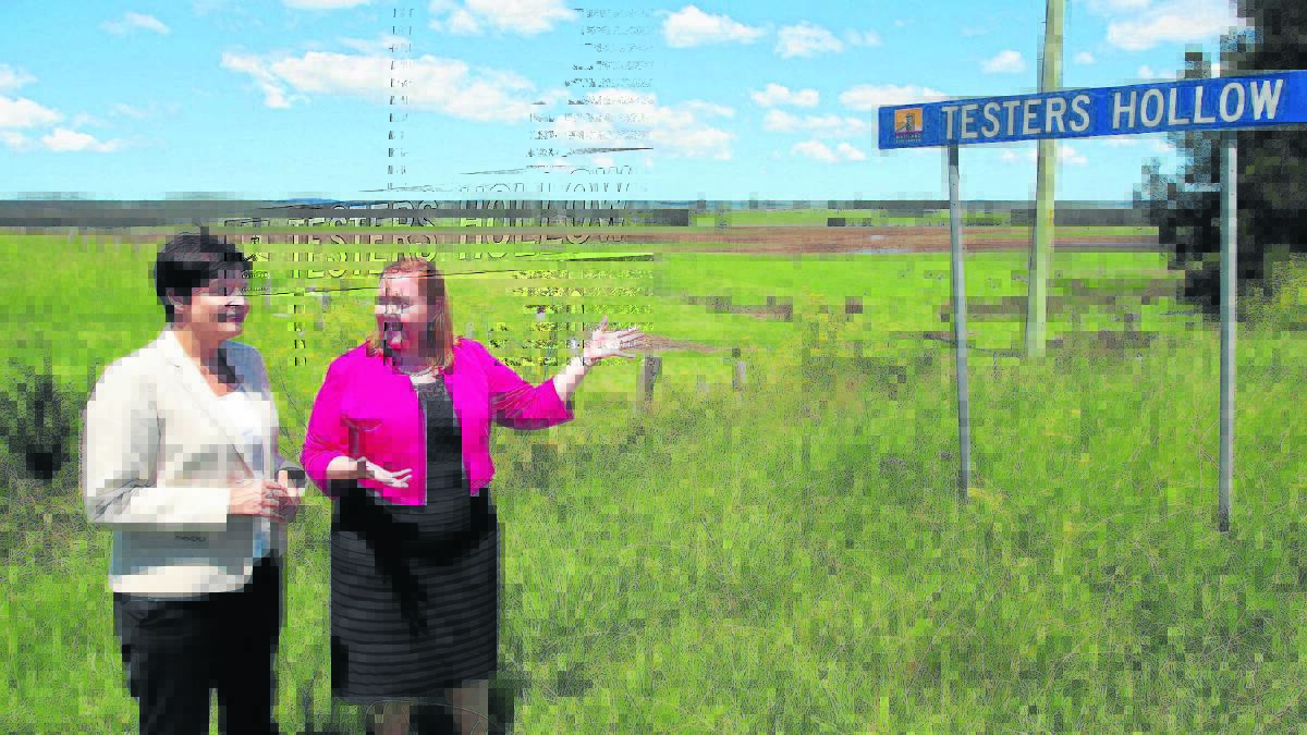 NOT GOOD ENOUGH: Maitland MP Jenny Aitchison shows opposition roads spokesperson Jodi McKay the Testers Hollow trouble spot.  	Picture NICK BIELBY