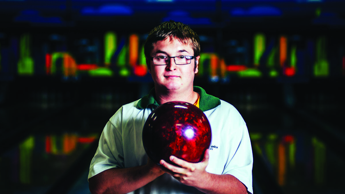 READY TO STRIKE:   Andrew Stuckings of Cessnock will lead the local contingent in the Special Olympics tenpin bowling.  	Picture by   PERRY DUFFIN 170614PD037