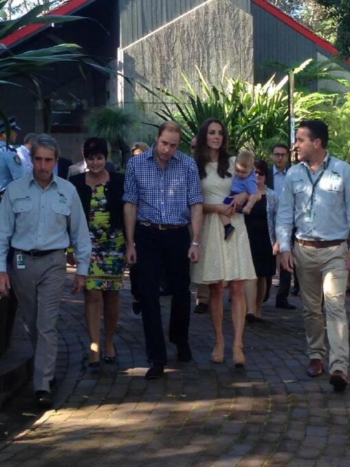 Maitland MP Robyn Parker with the Duke and Duchess of Cambridge, William and Kate, and their young son George to Taronga Zoo in Sydney yesterday.