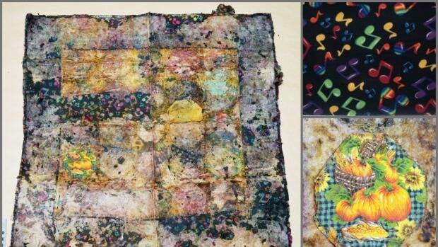 A quilt found with the remains of a child in a suitcase in Wynarka. Photo: SA Police
