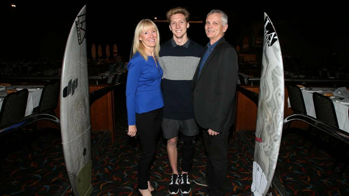 Brett Connellan with his mum and dad Gail and Mal.