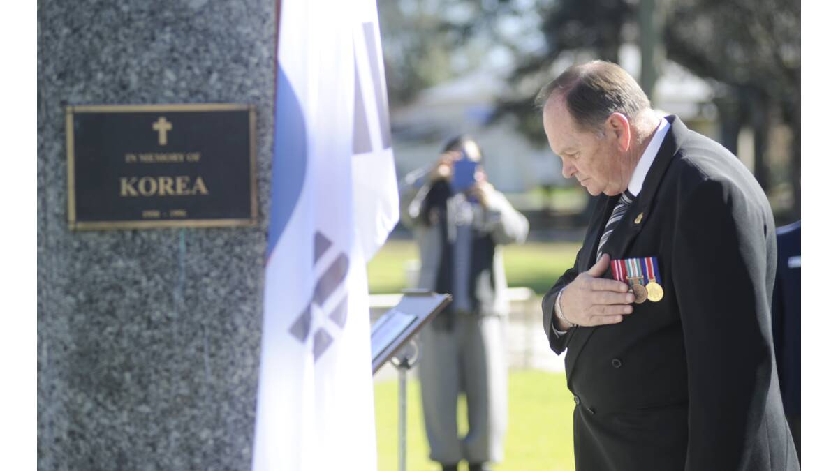 Maitland Mayor Peter Blackmore during today's service at Maitland Park.