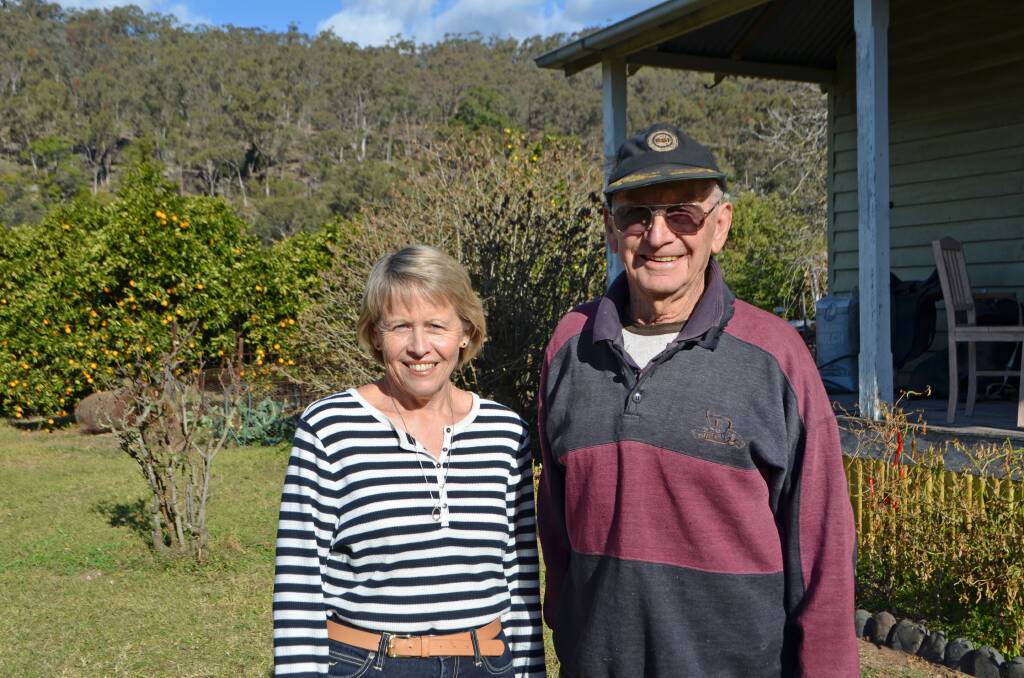 ON LOCATION:  Sue Harris and father-in-law Harold Harris hosting a film shoot on their Bulga property.  Picture by LOUISE NICHOLS