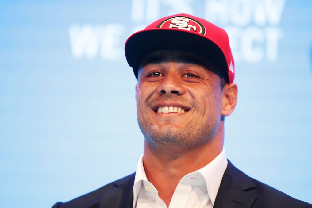 FIRST STEP: Jarryd Hayne is a step closer to running out onto an American football field.