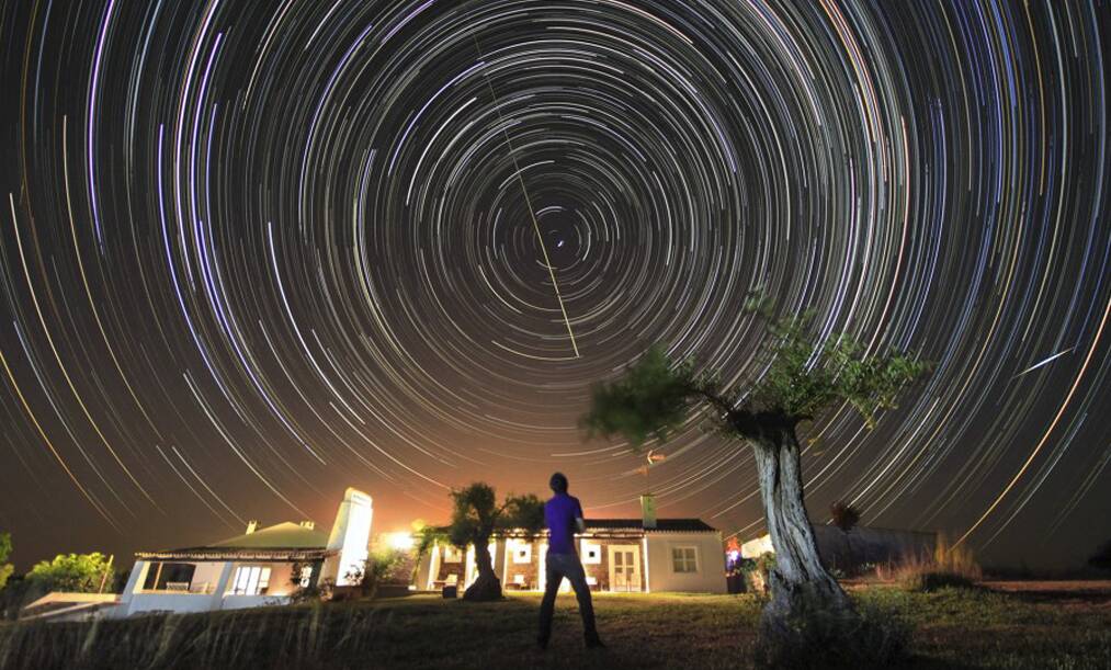 NIGHT SKY: Image of a star trail taken in Falperras Hill, Portugal.