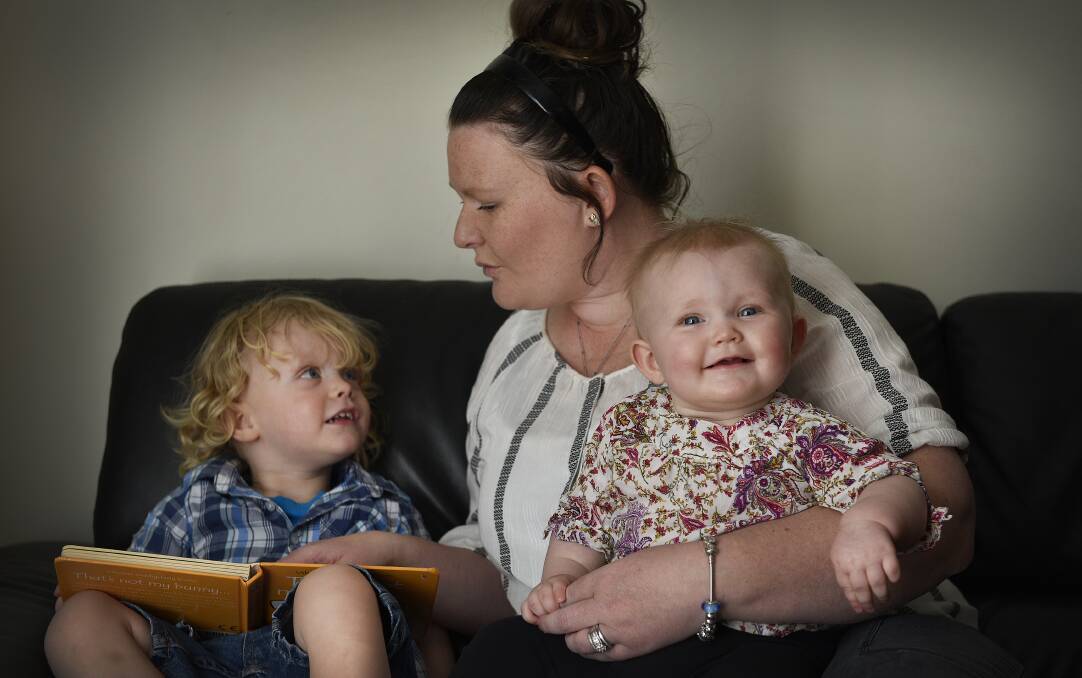 Brigid Teasdale wants to send her children Duke, 2, and Eleanor, eight months, to a Catholic school in the Maitland area. Picture: Perry Duffin