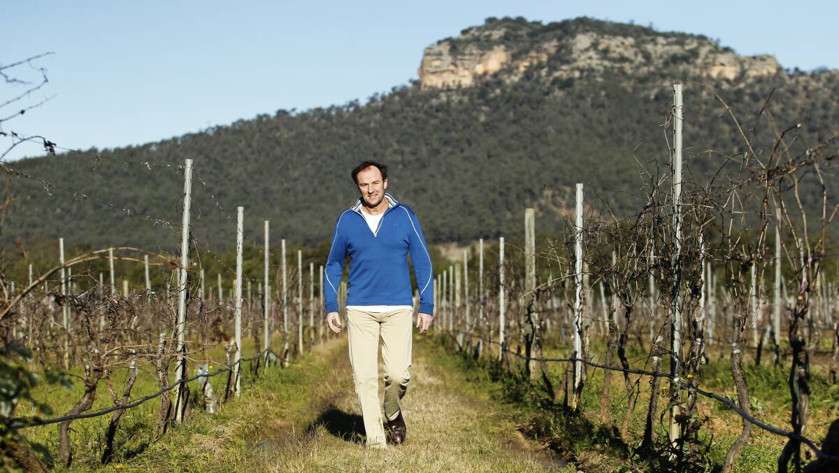 Andrew Margan at his Hunter vineyard in 2015. Picture: Max Mason-Hubers