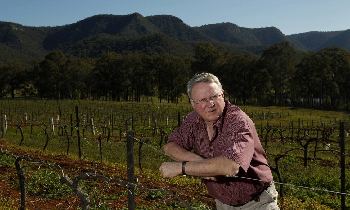 VICTORIOUS: Bruce Tyrrell at the Tyrrell's vineyard in the Hunter Valley.