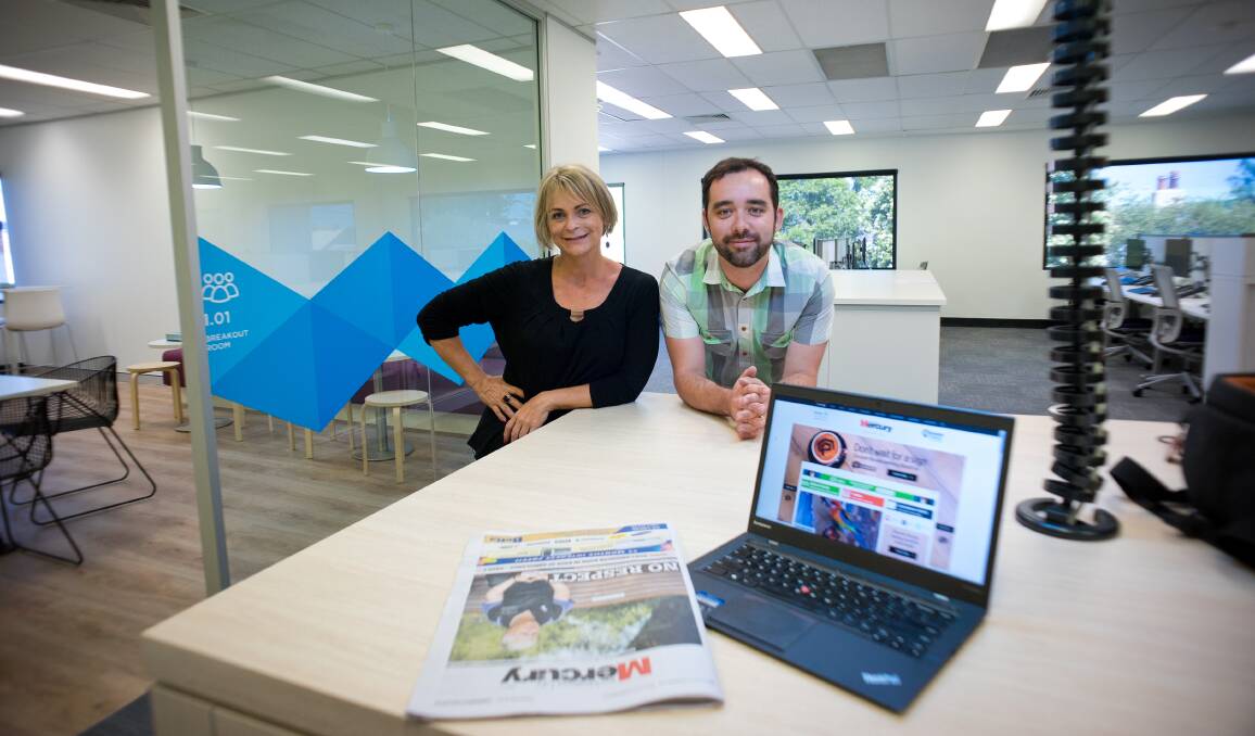 New premises: Lower Hunter editor Eve Nesmith and senior journalist Nick Bielby at the new Mercury office in Elgin Street. Picture: Perry Duffin