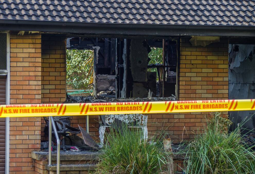 The aftermath of a house fire at Brunswick Street, East Maitland. Pictures Nick Bielby