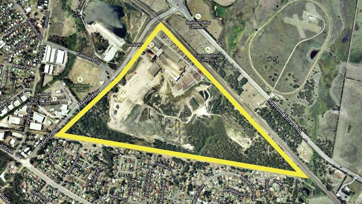 Aerial site plans show the proposed location of the Lower Hunter hospital, at a former brick works site in Metford.