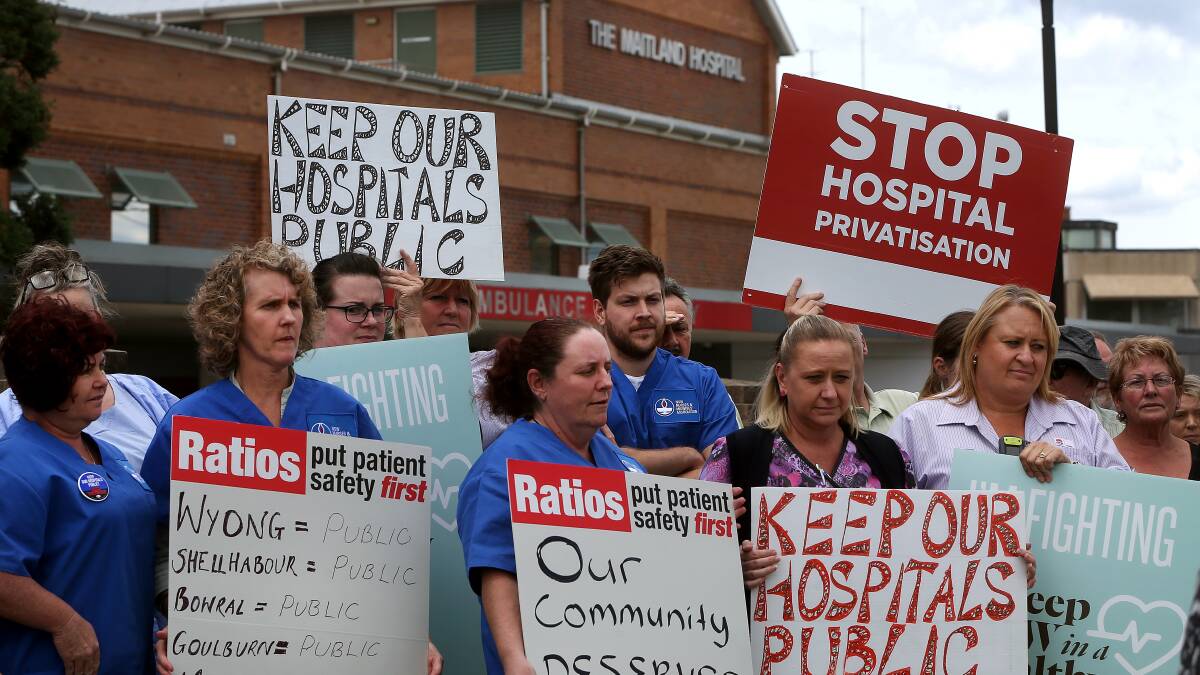 Staff call for the state government to abandon plans for a partnership with the not-for-profit sector to build and run the new Maitland Hospital at Metford. Pictures: Marina Neil