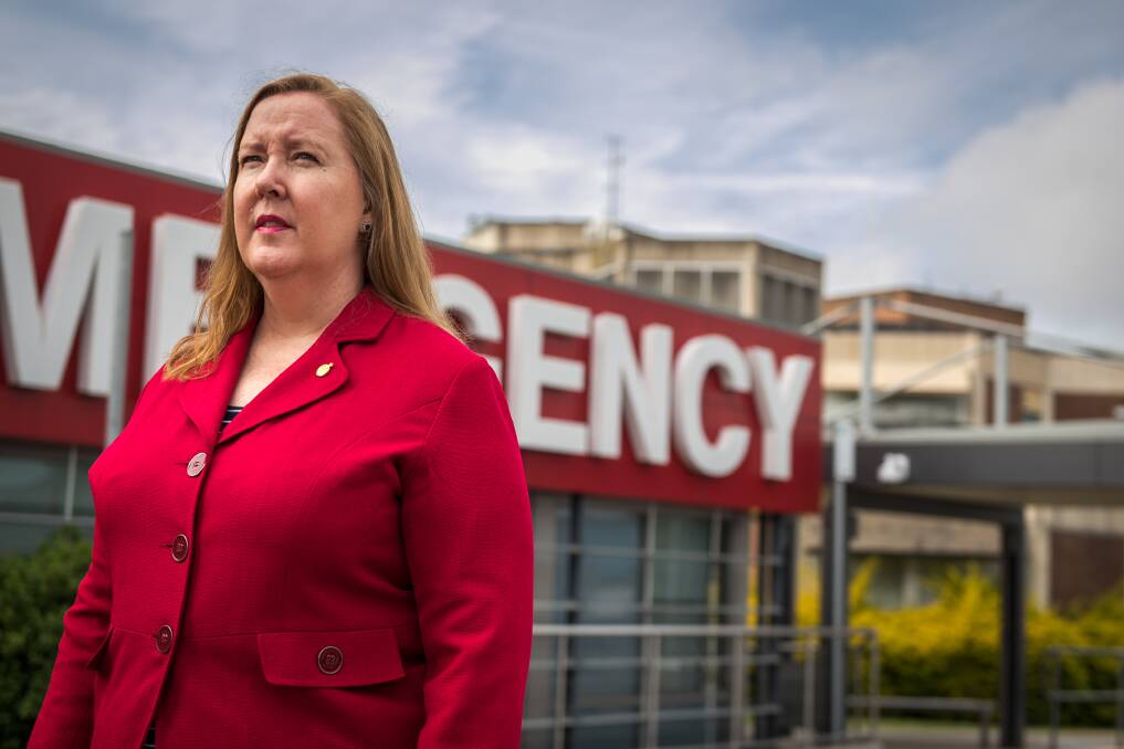 Maitland MP Jenny Aitchison at the current Maitland Hospital site. Picture: Perry Duffin