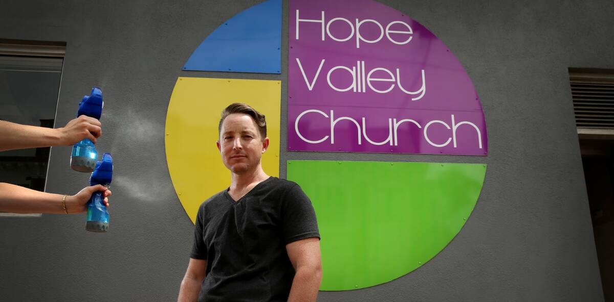 Fed up: Hope Valley Church senior pastor Luke Main wants his church's air conditioner fixed. Picture: Marina Neil