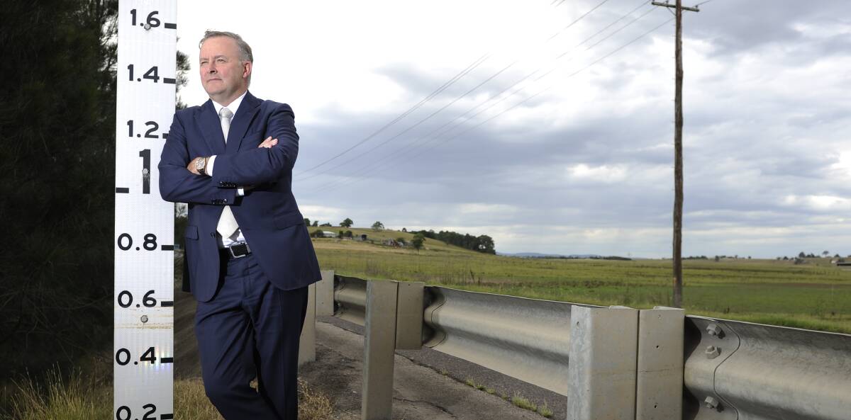 FLOOD PRONE: Labor transport and infrastructure spokesman Anthony Albanese at Testers Hollow. Picture: PERRY DUFFIN