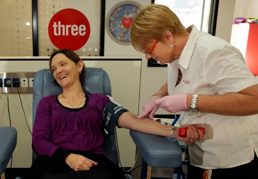 IN THE CHAIR: Maitland Business Chamber's Fiona Buchanan with Maitland Blood Donor Centre manager Michelle Short in June. Picture: Simone De Peak
