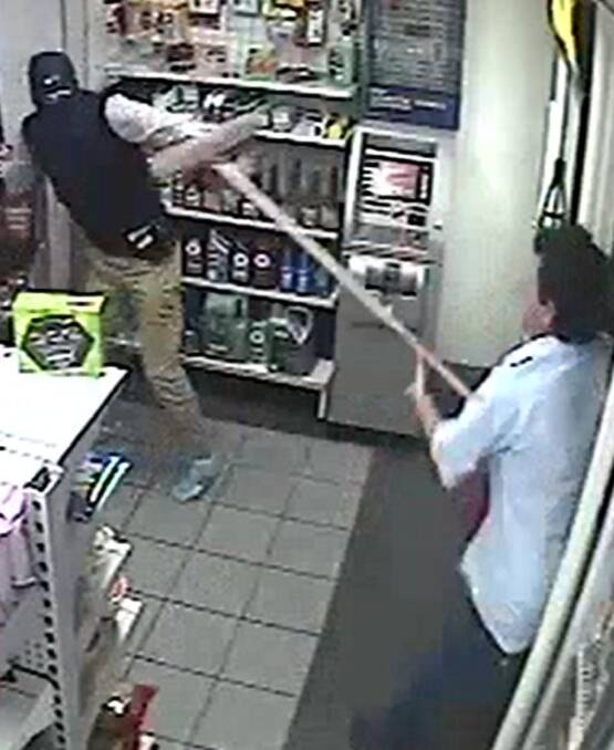ATTACK: CCTV stills showing the attendant at Tarro's Metro service station as he attempts to fight back against three armed robbers. Picture: Supplied