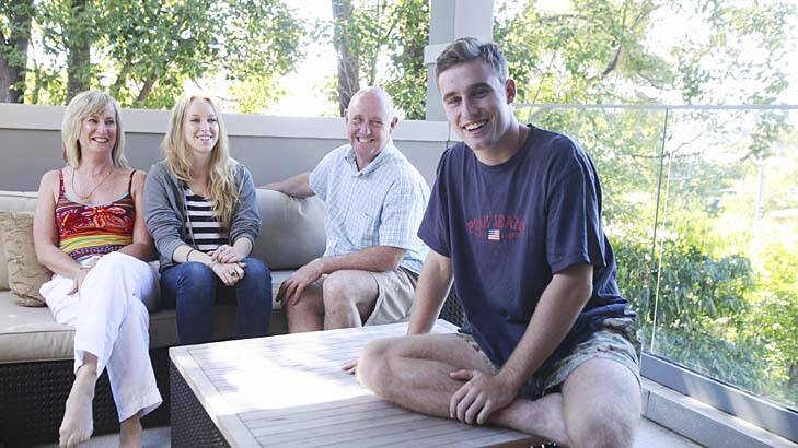 Free time: Sam Costigan (front) with his family at their Drummoyne home. Photo: James Brickwood