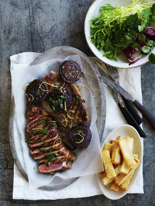 Foods men like ... steak and chips. Photo: William Meppem