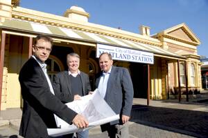 GRAND PLANS:  Council general manager David Evans with  Hunter MP Joel Fitzgibbon and mayor of Maitland Peter Blackmore.