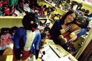 Kylie Richards with some of her 700 Golliwoggs.  
