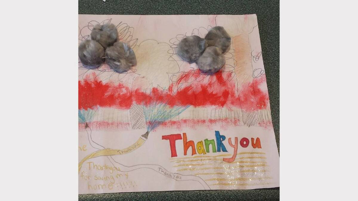 A grateful child's drawing for the firefighters. Submitted by Emilie Deacon