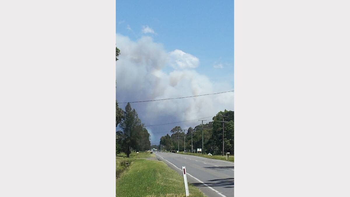 Lemon Tree Passage Road, Salt Ash, looking to Heatherbrae fire. Picture Dave Fraser