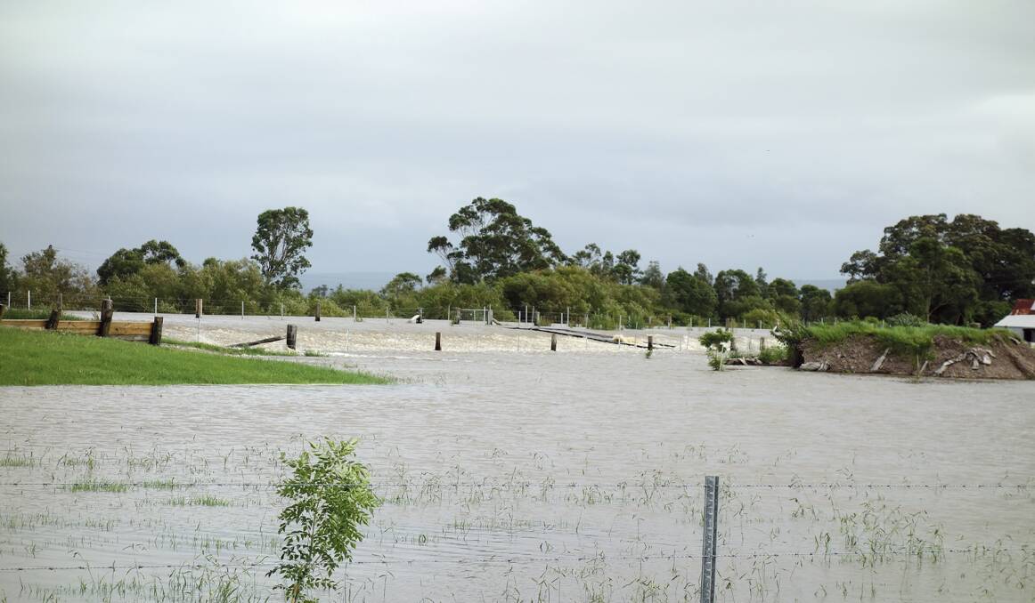 The Paterson River flows over the levee into Wallalong.
