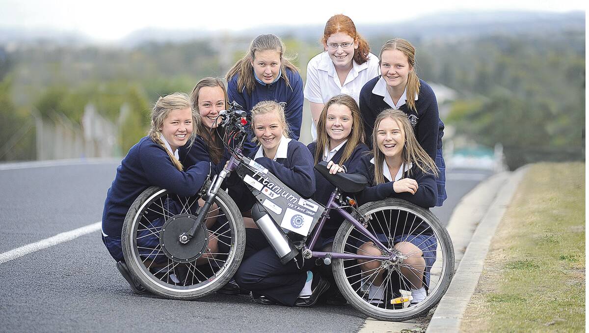 ENERGISED: The Maitland Grossmann High School girls’ electric vehicle team of Britt Sawyer, Laura Barry, Gabby Cadenhead, Danika Horn, Isabella Fisher, Cassy Walker, Keziah Brown and Elizabeth Ernst came second overall at the their first attempt at the challenge.  