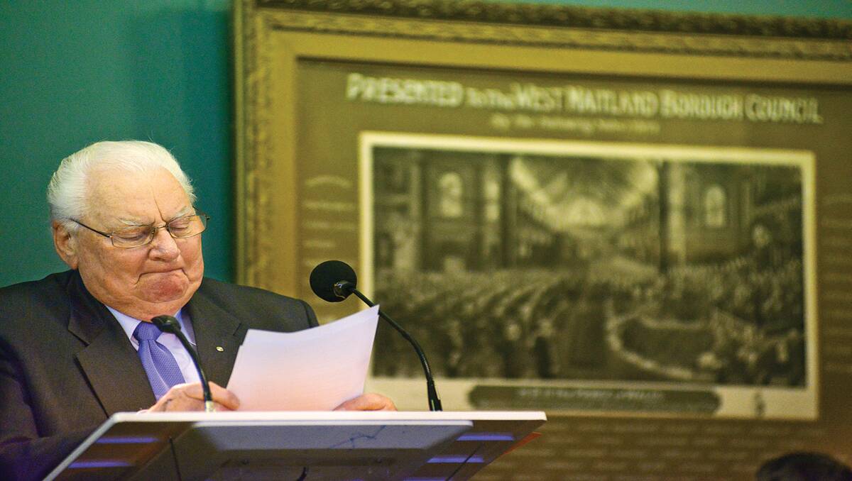 FINAL WORDS:  Cr Ray Fairweather fights to keep his emotions in check as he winds up his final speech to Maitland City Council last night. 	Picture by STUART SCOTT