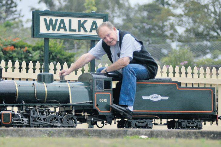 HEAD OF STEAM:  Frank Gogarty with the refurbished train that will make its ﬁrst journey at Walka Water Works on Sunday.