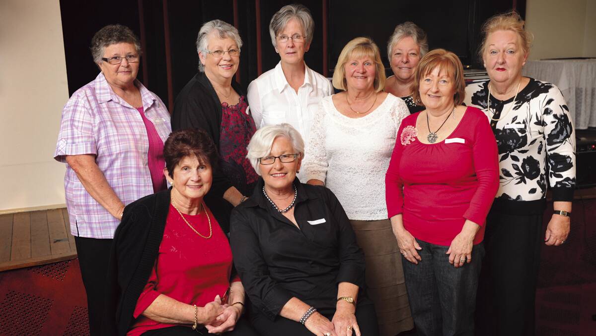 (seated) Mary Jordan of East Maitland, Roslyn Brinble of Largs, (back) Kathleen Burrell of Rutherford, Maureen Mitchell of Raymond Terrace, Catherine Nichol of Bolwarra, Krystyna Crates of Woodville, Cate Brand of Port Macquarie, Diane Baker of Rutherford, and Mary Doring of Rutherford.