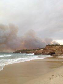 The fire at Catherine Hill Bay as seen by Tracey Richards from Caves Beach