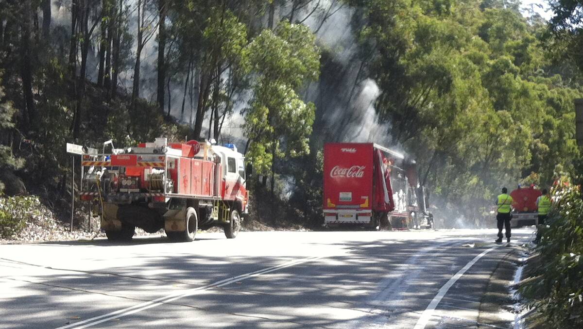 BLAZE: A truck has turned and caused a bush fire at Freemans Waterhole.