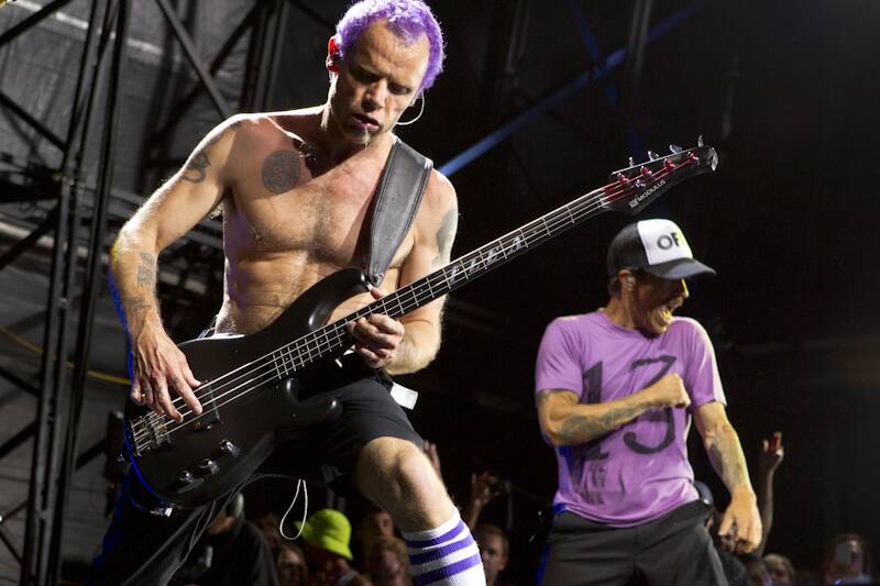 Flea and Anthony Kiedis of the Red Hot Chili Peppers get their funk on at BDO 2013. Picture by KEVIN BULL