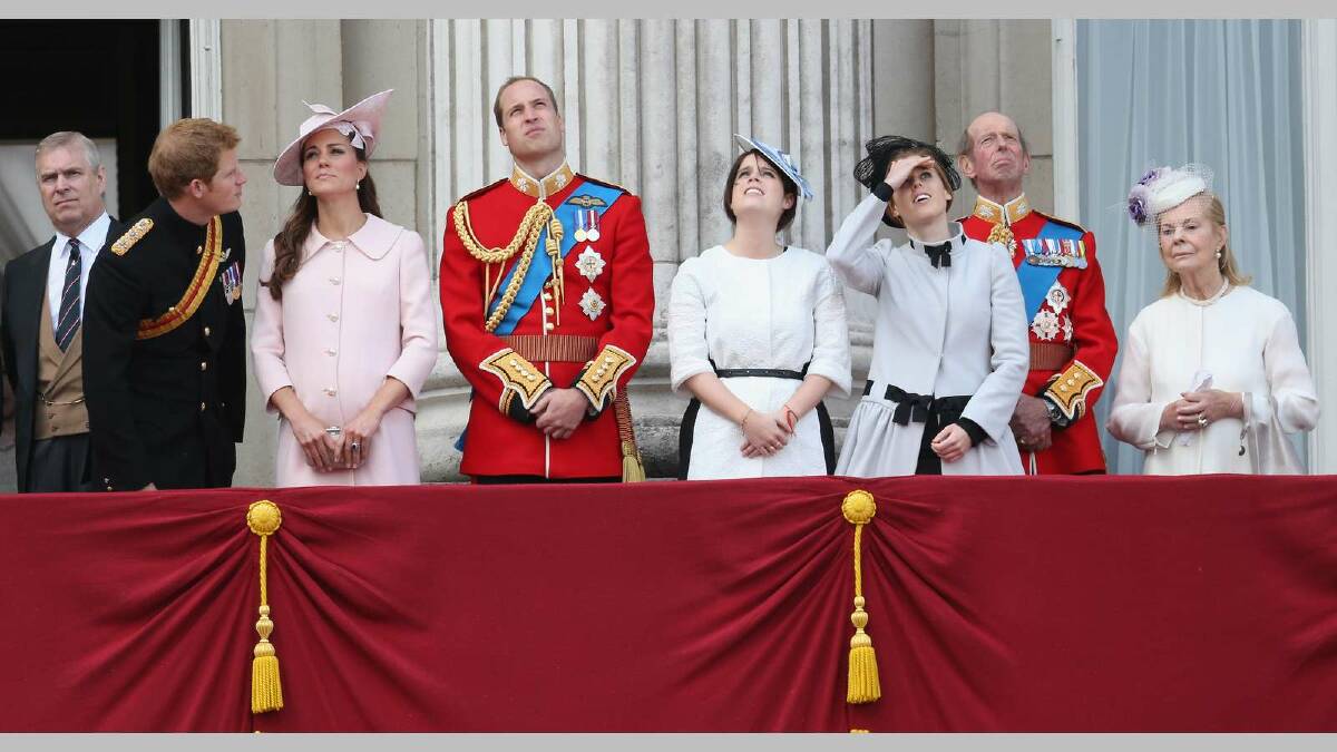   Catherine, Duchess of Cambridge and Prince William, Duke of Cambridge and members of the royal family on the balcony of Buckingham Palace during the annual Trooping the Colour Ceremony on June 15, 2013 in London, England. Picture: Getty Images