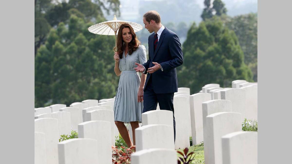  Catherine, Duchess of Cambridge and Prince William, Duke of Cambridge visit Kranji Commonwealth War Cemetery in September. Picture: Getty Images