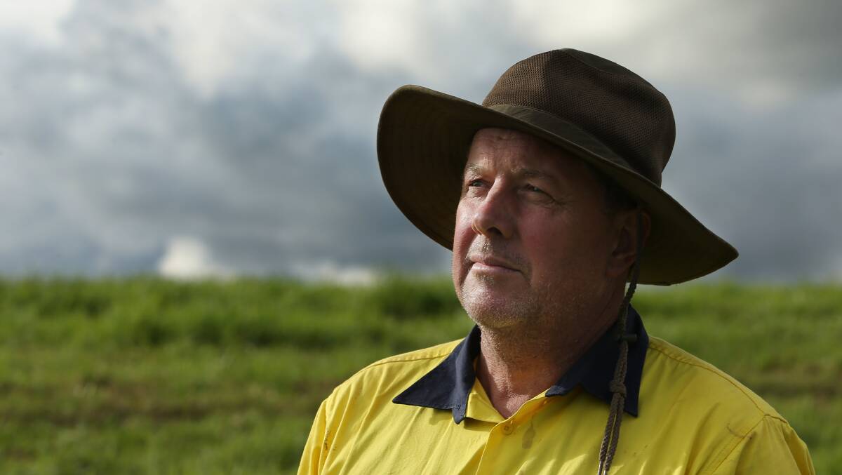 Matthew Dennis runs Nebo farm in East Maitland and said he is down a minimum of 70 per cent in production this year due to the weather. Picture: Simone De Peak