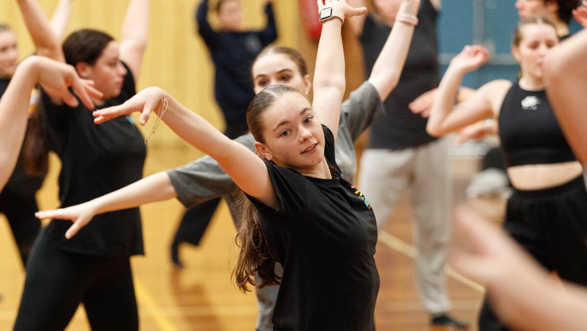 ICONIC: Students came together to rehearse their items at Newcastle Basketball Stadium most days in May. Picture: Max Mason-Hubers.