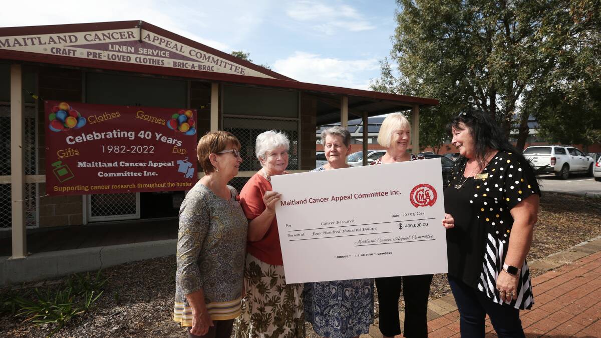 FUNDING RESEARCH: Volunteer Julianne Mahony, committee member Barbara Heckman, committee member Paula Zuhnemer, president Ingrid Heyman and manager Fiona Bronner with the giant cheque. Picture: Simone De Peak