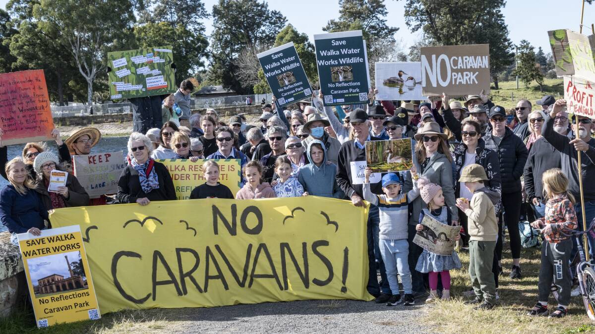The group rallied at Walka Water Works to voice their opposition to the planned holiday park on Sunday, May 28. Picture by David Atkinson.